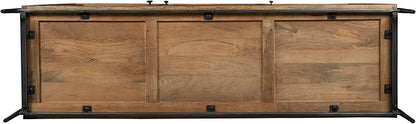 Hekman TV Stand with Storage for Living Room, Entertainment Center with Bookshelves - Bedford Brown Finish, Wood Framed Glass Doors, Back Ventilation Panel, Solid Hand-Forged Iron Hardware, TV Console