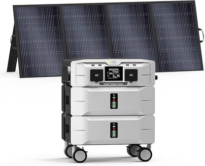 IEE SP5000 Solar Generator with 1x500W Solar Panel,120/240V Dual Voltage 5000W(Peak 9000W) 5120Wh LFP Battery Power Station,Fast Charging APP Control for Home Use,Emergencies,RVs.