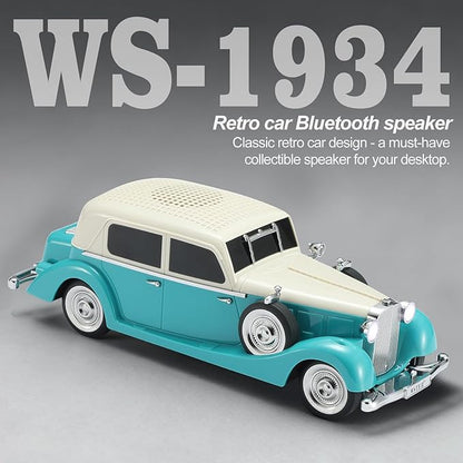 WSTER Vintage Car Bluetooth Speaker, Retro Classic Model with Powerful Sound, Built-in Mic, TWS Dual Pairing, Multi-Interface Output, Portable Wireless Outdoor Speaker for Parties & Beach (Green)