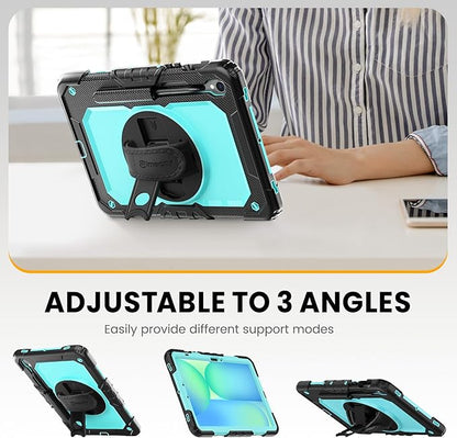 Timecity Case for Samsung Galaxy Tab S10 FE/ S9 FE 5G 10.9 Inch/ S9 11 Inch - Heavy Duty Protective Cover with Screen Protector, Rotating Stand, Shoulder Strap & S Pen Holder | Kids-Friendly, Blue