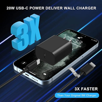 Matsusho iPhone Charger Fast Charging 10 FT, 2 Pack 20W USB C Wall Charger Block with 10FT Long Type C to Lightning Fast Charging Data Sync Cable Compatible for iPhone 14 13 12 11 Pro Max XS XR X iPad