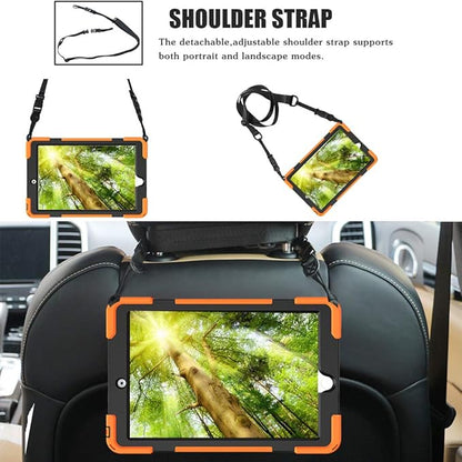 ZenRich Shockproof Case for iPad 9th/8th/7th Generation 10.2 inch 2021/2020/2019, Heavy Duty Rugged Case with Pencil Holder/360° Rotating Kickstand/Handle/Carrying Strap, Orange
