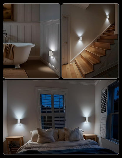 Brightown 2 Pack White Night Lights Plug into Wall, Modern Night Light with Rotating Plug, Dusk to Dawn Sensor, 0-100LM Stepless Dimming Aora Night Light for Hallway Bedroom Bathroom, Pure White