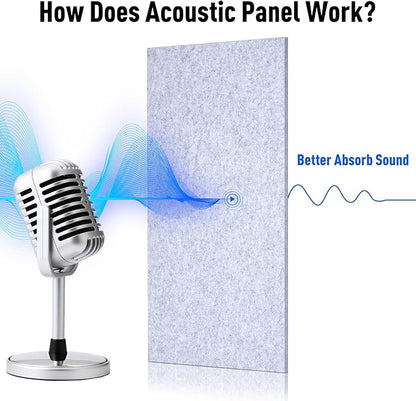 12 Pack Large Acoustic Panels, 47 x 24 x 0.4 Inch Self-adhesive Sound Absorbing Panel for Studio Home Office(Gray)