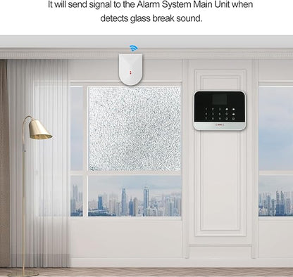 Glasstrek Glass Break Sensor Audio Detector Shock Sensor Car Alarm Effective Range 9 Metre Diameter Suitable for Residential Glass Doors and Office Building Window