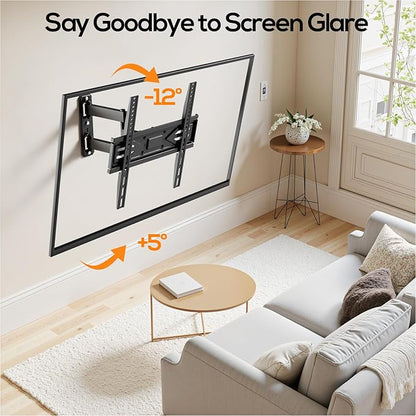 IWORKBOARD 40 43 50 55 inch Full Motion Corner TV Wall Mount for Most 32-65 inch Flat & Curved TVs, Articulating Swivel & Tilt TV Mount Bracket, up to 80 lbs,VESA 400x400mm, Single Stud Perfect Center