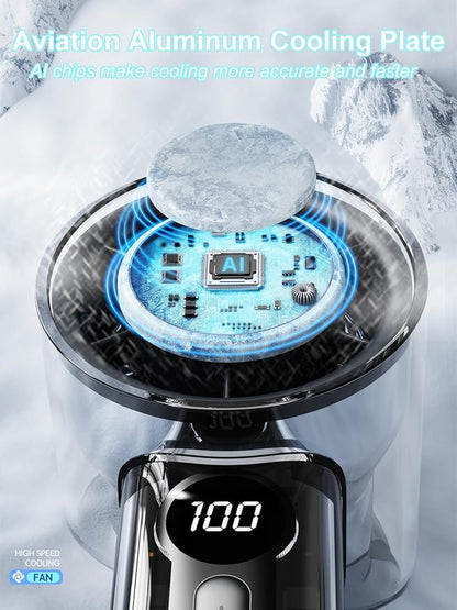Portable Handheld Turbo Fan with Ice Cooling Plate, Personal Hand Held Mini Travel Fan 14000RPM Adjustable Speed 1-100, Portable Pocket AC Fans Rechargeable Digital Display, Gifts for Women Men Beach