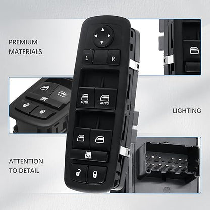 WUANGKI Power Window Switch Front Driver Side | 9+3 Pins | Compatible with 2012-2016 Dodge Grand Caravan 2013-2015 Ram Truck 2013-2015 Ram C/V 2012-2015 Chrysler Town & Country | OE 68110866AB