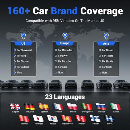 VDIAGTOOL D200 OBD2 Scanner Bluetooth, 2026 Bidirectional Scan Tool with Free Updates, 26 Resets (Upgradeable to 49+), Full System Car Scanner Diagnostic Tool, Throttle Relearn, FCA AutoAuth & CAN-FD