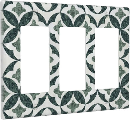 Bvtewkhz Green Luxury Modern Cubic Marble 3 Gang Triple Rocker Decorative Light Switch Covers Electrical Faceplate Switch Plates for Bathroom Kitchen Home