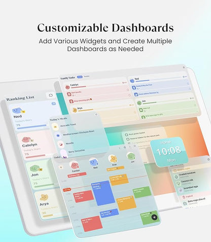 Cozyla Digital Calendar+ 2: 15.6'' Wall Planner Touch Screen Chore Chart Customize Dashboard Smart Electronic Calendar for Family Schedules Meal Planner Support App Store with Stand White