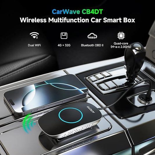 ATOTOMOVE Wireless CarPlay AI Box with OBD2 Scanner, Car Video Streaming Wireless Plug & Play Carplay Adapter for iPhone & Android Auto with ChatGPT, Supports YouTube, Netfilx 256GB Max, HDMI