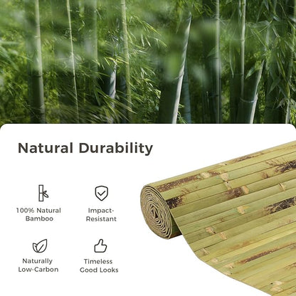 OUZUGIE 2 Pack 96x24 Inch Natural Bamboo Wall Panel – Green Burned Pole Wrap Paneling for Walls, Ceilings, Cabinets, Furniture – Ideal for Bedroom, Living Room & Office DIY Decor