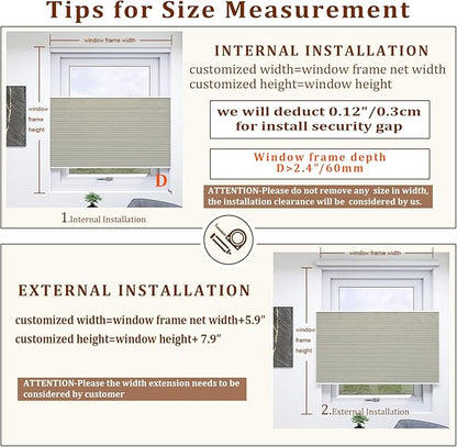 LEXEN Smart Top Down Bottom Up Honeycomb Shades - WiFi Enabled Motorized Cellular Blinds Compatible with Alexa/Google Home Double Cellular Fabric Light Filtering Insulated Custom Sizes-Beige