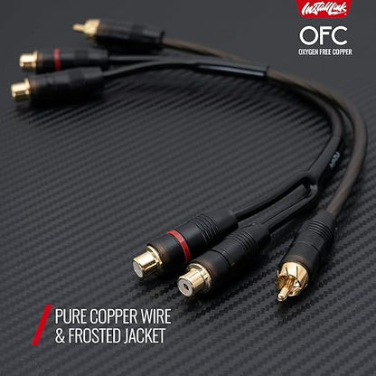 Install Link RCA Audio Cable for Subwoofer or Stereo Cable, Y Adapter 1-Male to 2-Female Splitter, 2pk
