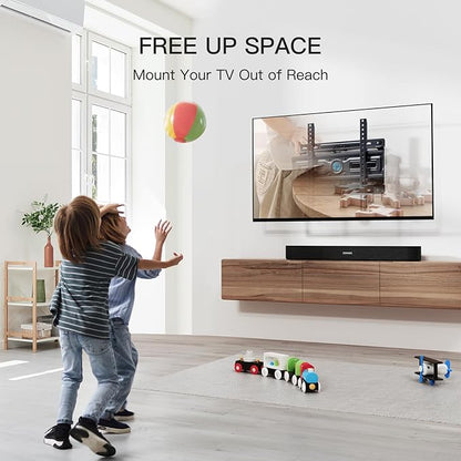 Pipishell TV Wall Mount, Full Motion Wall Mount with Dual Arms, Swivel, Extension for 26-65 inch Flat or Curved TVs up to 99 lbs, Max VESA 400x400mm, 3 Bracket Heights, Fits 12″/16″ Wood Studs, PIMF4