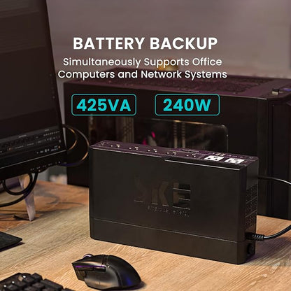 SKE SMART KEY ENERGY SKE 425VA/240W UPS Battery Backu Surge Protector for Computer UPS Battery Backup Uninterruptible Power Supply…, VL425