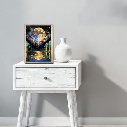 URVIP LED Glowing Photo Frame, 3D Starry-Sky Blue Moon Wall Art, 9x12 Inches Dimmable Light Up Light Painting for Bedroom, Unique Aesthetic Decor, Great Birthday Gift for Women Men