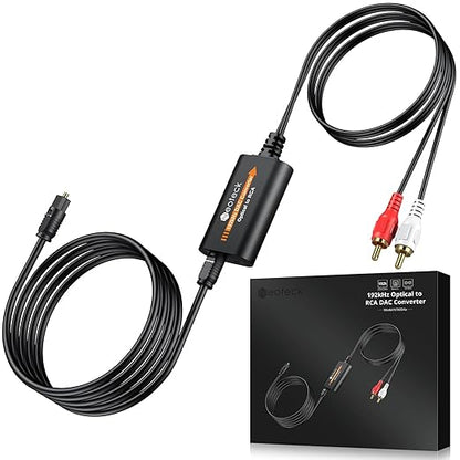 Neoteck 192kHz DAC Converter 7ft/2.1m Optical to RCA Cable SPDIF to RCA Digital to Analog Converter for HDTVs Set-Top Boxes DVD/Blu-Ray Players-Male Output