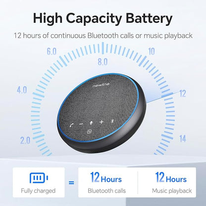 N newline Conference Speaker and Microphone, 2 Mics 360° Voice Pickup, AI Noise Reduction & Clear Calls, USB & Bluetooth Speakerphone, Up to 12H Call Time, for Small-to-Mid Meetings & Home Office