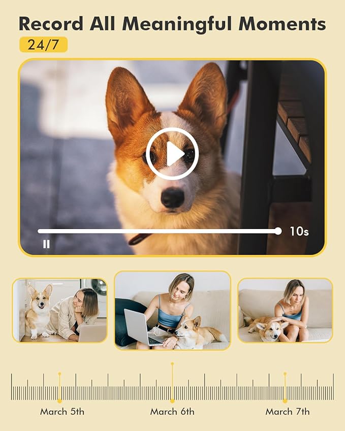Dzees 5G/2.4G WiFi Indoor Security Camera Pet Camera No Subscription, 2K 360° WiFi Cameras, Wired Dog Pet Camera with Phone App, MagicPix Night Vision, Calls, 2-Way Audio, 24/7, Motion Tracking