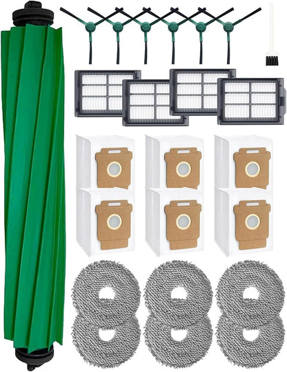iRobacc Replacement Parts for iRobot Roomba Plus 405/505/507 Combo Robot : 1 Main Brush, 6 Side Brushes, 4 HEPA Filters, 6 Dust Bags, 6 Mop Pads, 1 Cleaning Brush，Accessories for roomba-24 Pcs