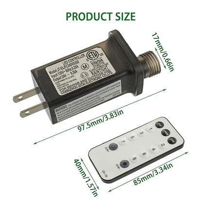 SIGANDG 24V 7.2W 8 Mode LED Controller with Memory Function and IR Remote Control Low Voltage Transformer for Holiday String Lights,not Fit for 8 Mode with Control Box and 1 Mode String Light(1 pcs)