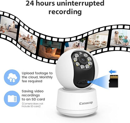 Smart Security Camera, 1080p Home Security Camera, Pan & Tilt 2.4Ghz Indoor IP Camera, with Person, Vehicle, Animal Detection, Phone App 2-Way Audio, Compatible with Alexa and Google Assistant