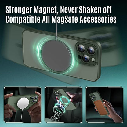Designed for iPhone 12 Pro Case, Compatible with MagSafe, with Privacy Screen Protectors X2, [Camera Protection] [15FT Military Drop Protection] Shockproof Phone Case, 6.1", Alpine Green