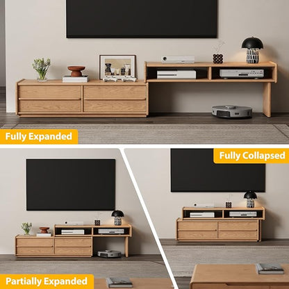 YQJJGL Solid Wood TV Stand for TVs up to 65 Inch， Walnut TV Stand with Storage and Shelf for Living Room, Bedroom, Office