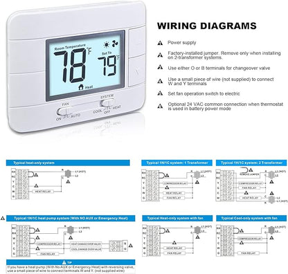 Aowel Non Programmable Thermostat for Home 1 Heat/ 1 Cool Single-Stage System, with Room Temperature Monitor (LCD White Backlit Screen)