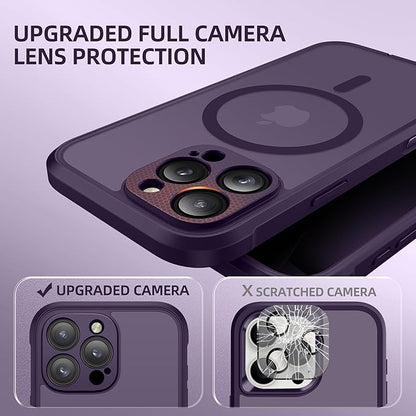 BERFY Magnetic for iPhone 16 Pro Case, Compatible with MagSafe, Built-in Privacy Screen Protector and Upgraded Camera Protection, Anti-Spy Full Body Shockproof Phone Case for 16 Pro 6.3", Deep Purple