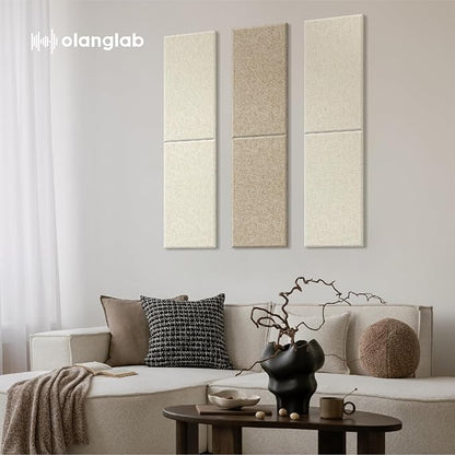 Olanglab Fiberglass Acoustic Wall Panels 4 Pack, 11.8'' x 23.6'' Sound Panels, Fabric Wrapped Sound Proof Panels for Walls (White)