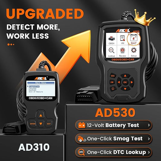 ANCEL AD530 OBD2 Scanner-Upgraded AD310, Car Code Reader for Check Engine Light, Full OBDII Scan Tool for Read & Clear Fault Codes, Battery Test & Live Data, OBD II Diagnostic Scanner for 1996+ Cars