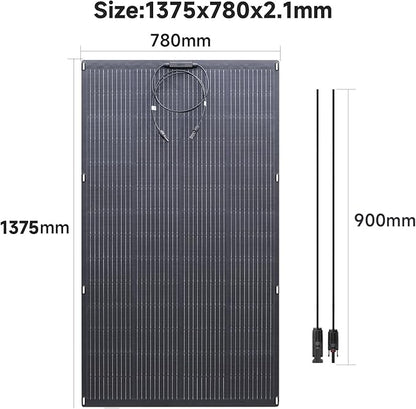 ALLPOWERS SF200 200W Flexible Solar Panel,Ultra-Thin 3mm Bendable Monocrystalline Solar Charger,25% Efficiency IP68 Waterproof for RV Roof,Camping,Marine Use,Compatible