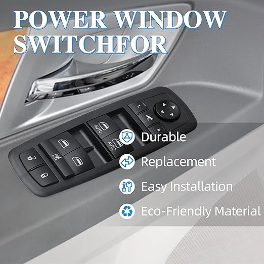 WUANGKI Power Master Window Switch | Front Driver Side | 9+3 Pins | Compatible with 2012-2015 Dodge Grand Caravan, Chrysler Town, Country, Ram 1500 2500, 2015 Ram 3500 | Replace OE 68110867AB