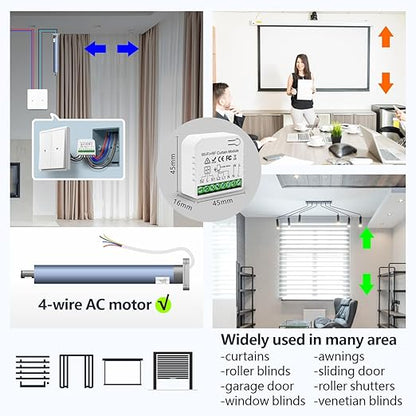 DieseRC WiFi Smart Roller Shutter Controller Module, Tuya APP WiFi Control Compatible with Alexa/Google Home APP Control and Manual Switch, Electric Motor Switch