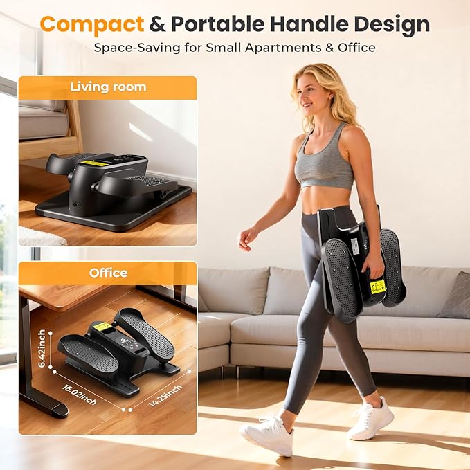Under Desk Elliptical Machine, Ellipse Leg Exerciser as Seen on TV for Seniors with Remote Control & 12 Manual & Auto Mode, Low-Impact Quiet Portable Electric Seated Pedal Exerciser for Home Office