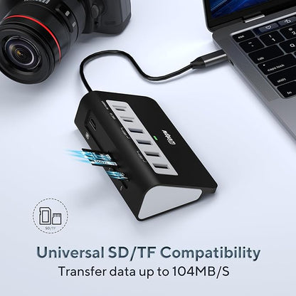 P9 USB C Hub, INTPW 9-in-1 USB Multiport Adapter with 4K HDMI, PD 100W, USB-C and 2 USB A 3.0 5Gbps, 2 USB A 2.0, SD/TF Card Reader, Aluminum Powered USB Hub for PC, iPhone 16/15 Series, MacBook, iPad
