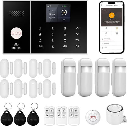 XUK Wireless 4G/GSM/Wi-Fi Security System for Home/Apartment, Smart Security Alarm with Door/Window Sensors, PIR Motion Detector, Compatible with Alexa/Google Home, Easy Installation (21pcs Set)