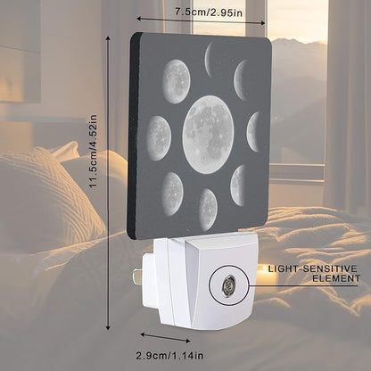 Smoaffly Moon Phases Night Light Plug-in LED Nightlights Auto Sensor Night Lamp Dusk-to-Dawn Lamp Home Decor for Nursery Children Girls Boys