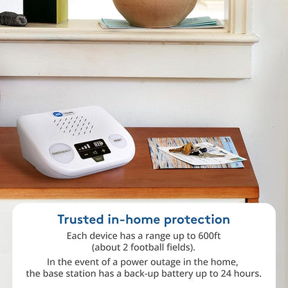 ADT Medical Alert Plus - in-Home Medical Alert System for Seniors - Cellular 4G Coverage, 600ft Pendant Range, Home Temperature Monitoring, 24/7 U.S. Based Monitoring (Neck Pendant)