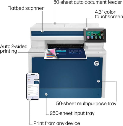 HP Color Laserjet Pro MFP 4301fdw Wireless All-in-One Color Laser Printer, Scanner, Copier, Fax, Best-for-Office