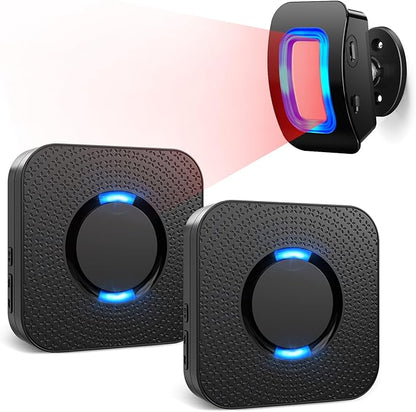 Wireless Motion Sensor LED Light - Motion Detector Alarm Chimes Door Sensor with 500 FT Range Security Alert Monitor System for Home, Business, Store, Office, School