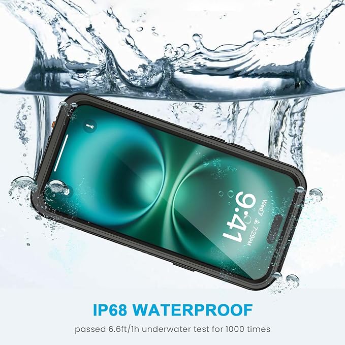 Lanhiem Magnetic for iPhone 16 Pro Case, IP68 Waterproof Case with Screen Protector [Built in Camera Protector], Heavy Duty Shockproof MagSafe Phone Case for iPhone 16 Pro - 6.3” (Black)
