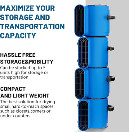 BSMTEK Air Mover Blower Fan, Industrial 1/3HP 1200CFM Monster Floor Blower Carpet Dryers - 3 Speeds Switch, 4 Adjustable Angles, 10FT Long Cord, Stackable - 2026 Upgraded