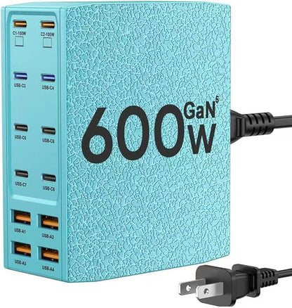 SAIPKYGS Charging Station (600W),12-Port USB C Charger Block with Dual 100W PD USB-C Fast Charging Station Hub for MacBook Pro/Air/All iPad Phone 17/16 15/14/13/Pro Max/Samsung Galaxy Note(Green)