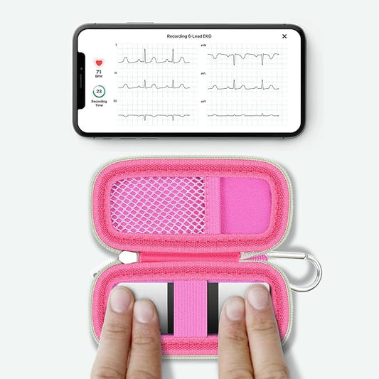 Heart Monitor Case Compatible with AliveCor Kardia Mobile ECG/for KardiaMobile 6L for Apple and Android Device - CASE ONLY (Rose Red)