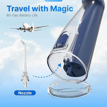Water Flosser for Teeth, Cordless Oral Irrigator Portable Dental Cleaner Picks with 8 DIY Modes 7 Jets 300ml Tank Braces Flossers Rechargeable (Blue)