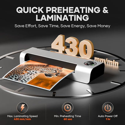 Crenova A3 Commercial Laminator Machine, 13 Inch 4-Roll Laminating Machine for 3-10mil Thickness + 10 Sheets, Hot & Cold Use, Fast 60s Warm-Up, Jam-Free for Office, School & Business, Sliver